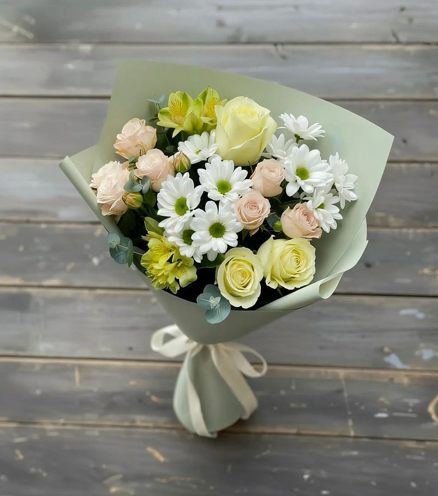 Букет цветов из: Альстромерии, Розы и Хризантемы в Вревском