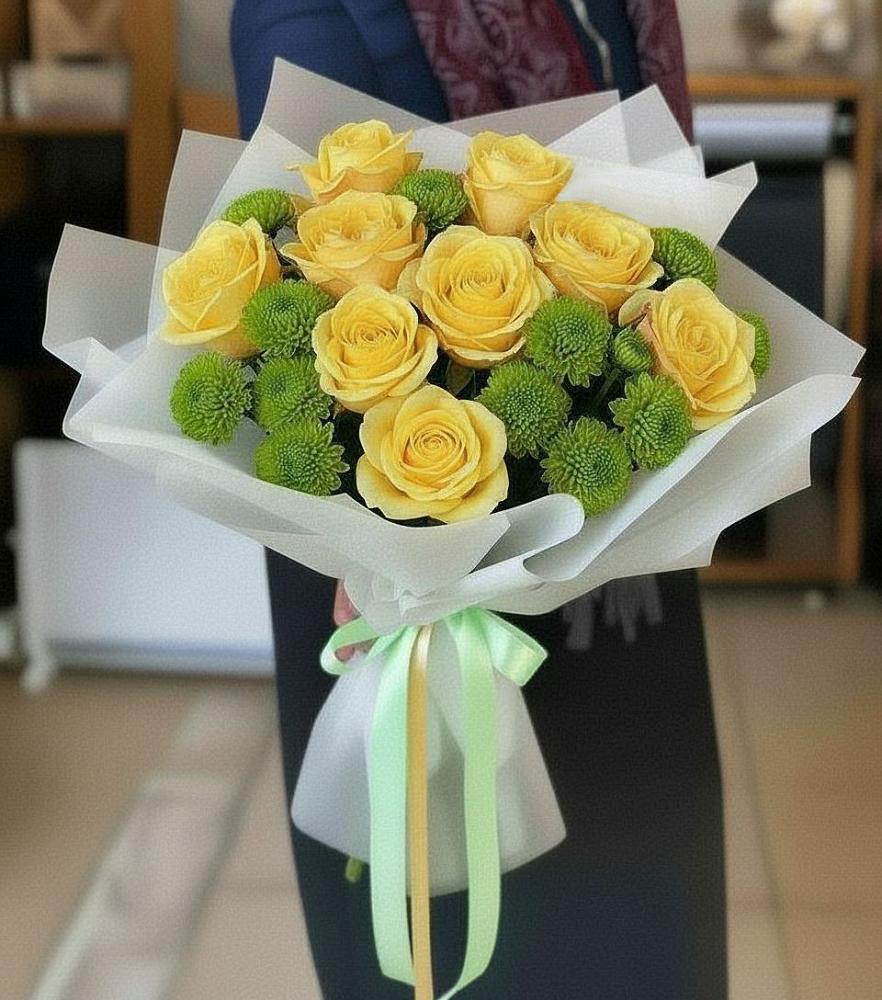 Букет цветов из: Хризантемы и Розы в Вревском