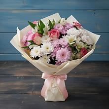 Букет цветов из:  Хризантемы, Альстромерии и Розы в Вревском