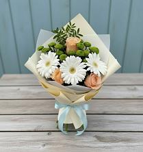 Букет цветов из:  Герберы, Розы и Хризантемы в Вревском